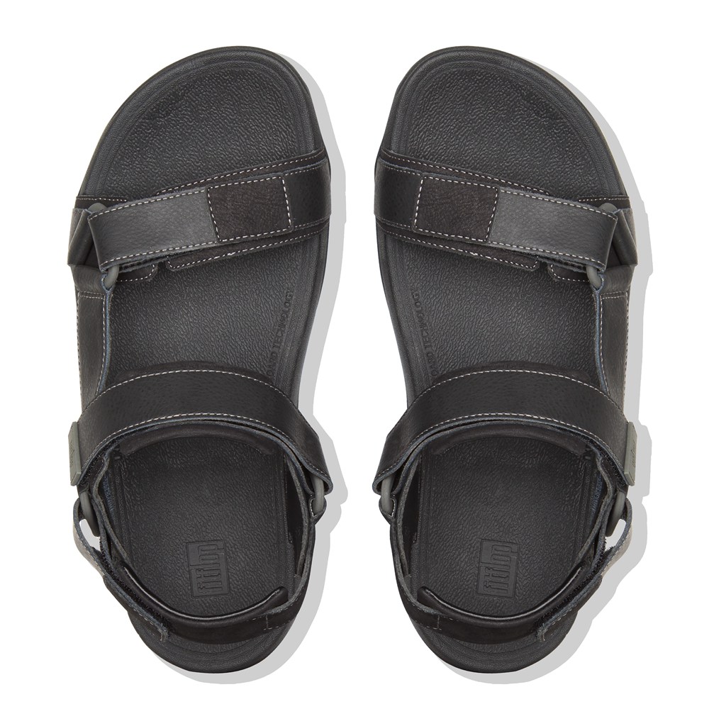 Fitflop Mens Sandals - Ryker Back-strap - Black - 924-PHCSGU